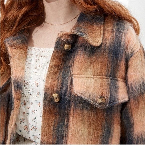 AE American Eagle Outfitters Brushed Plaid Oversized Shacket | Size XXL 2X Plus - Picture 10 of 13